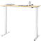Bureau, elektrisch in hoogte verstelbaar, T-poot zonder dwarsbalk, B 1300 x D 650 x H 605-1265 mm, ahorn/wit