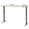 Bureau, elektrisch in hoogte verstelbaar, T-poot zonder dwarsbalk, B 1600 x D 800 x H 605-1265 mm, ahorn/zwart