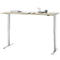 Bureau, elektrisch in hoogte verstelbaar, T-poot zonder dwarsbalk, B 1600 x D 800 x H 605-1265 mm, eiken/zilver