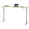 Bureau, elektrisch in hoogte verstelbaar, T-poot zonder dwarsbalk, B 1800 x D 800 x H 605-1265 mm, ahorn/zilver