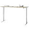 Bureau, elektrisch in hoogte verstelbaar, T-poot zonder dwarsbalk, B 1800 x D 800 x H 605-1265 mm, eiken/zilver