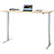Bureau, elektrisch in hoogte verstelbaar, T-poot zonder traverse, B 1600 x D 800 x H 605-1265 mm, ahorn/zilver
