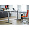 Bureau, elektrisch in hoogte verstelbaar, T-voet, B 1600 x D 800 x H 645-1290 mm, alu wit/wit + kabelgoot, accessoirelade