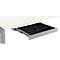 Bureau, elektrisch in hoogte verstelbaar, T-voet, B 1600 x D 800 x H 645-1290 mm, alu wit/wit + kabelgoot, accessoirelade