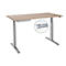 Bureau, elektrisch in hoogte verstelbaar, T-voet, B 1600 x D 800 x H 645-1290 mm, wild eiken/wit aluminium + kabelgoot, accessoirelade