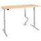 Bureau, elektrisch in hoogte verstelbaar, T-voet, H 620-1270 mm, ahorn/wit aluminium + memory control en gratis Quadro kabelslang