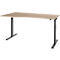Bureau ERGO-T 2.0 - elektrisch in hoogte verstelbaar - vrije vorm aanbouw links - B 1800 x H 715-1205 mm - T-voet antraciet - eiken decor - ons merk Schäfer Shop Select