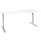 Bureau ERGO-T 2.0, forme libre, fixation à droite, pied en T, L 1800 x P 1000/800 x H 675-895 mm, aluminium blanc/blanc 