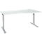 Bureau ERGO-T 2.0, forme libre, fixation à droite, pied en T, L 1800 x P 1000/800 x H 675-895 mm, gris clair/aluminium blanc 