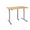 Bureau, hauteur réglable électriquement, avec chaîne et passage de câbles, rectangulaire, pied en T, L 1200 x P 800 x H 715-1205 mm, érable/aluminium blanc