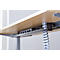Bureau, hauteur réglable électriquement, avec chaîne et passage de câbles, rectangulaire, pied en T, L 1600 x P 800 x H 715-1205 mm, érable/aluminium blanc