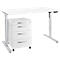 Bureau hauteur réglable électriquement - l. 1600 x H 755-1255 mm - piétement en T alu blanc - avec panneau de commande à mémoire - passage pour câbles - avec caisson mobile - blanc