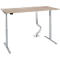 Bureau, hauteur réglable électriquement, piétement en T, H 620-1270 mm, chêne/aluminium blanc + commande à mémoire et serre-câble Quadro gratuit