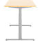 Bureau, hauteur réglable électriquement, piétement en T, L 1800 x P 800 x H 615-1275 mm, érable/alu blanc