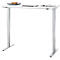 Bureau, hauteur réglable électriquement, piétement en T sans traverse, L 1300 x P 650 x H 605-1265 mm, blanc/argenté