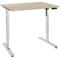 Bureau, hauteur réglable électriquement, rectangulaire, piétement en T, L 1200 x P 800 x H 755-1255 mm, chêne sauvage/alu blanc + panneau de commande à mémoire, passage de câbles