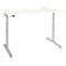 Bureau, hauteur réglable électriquement sur deux niveaux, piétement en T en tube rond, L 1600 x P 800 x H 634-1294 mm, blanc/aluminium blanc