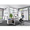 Bureau Home Office TEMPIO, rectangulaire, piètement traineau, L 1500 x P 800 x H 740 mm, avec support guide-câbles, béton/blanc