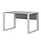 Bureau Home Office TEMPIO, rectangulaire, piètement traineau, L 1500 x P 800 x H 740 mm, avec support guide-câbles, béton/blanc