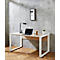 Bureau Home Office TEMPIO, rectangulaire, piètement traineau, L 1500 x P 800 x H 740 mm, chêne Sonoma/blanc