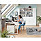Bureau Home Office TEMPIO, rectangulaire, piètement traineau, L 1500 x P 800 x H 740 mm, chêne Sonoma/blanc