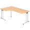 Bureau incliné 90° JENA, pied C, peut être monté à gauche, B 2000 mm, finition érable