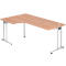 Bureau incliné 90° JENA, pied C, peut être monté à gauche, L 2000 mm, finition noyer