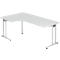 Bureau incliné 90° JENA, pied C, peut être monté à gauche, L 2000 mm, gris clair