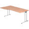 Bureau JENA, pieds en C, asymétrique, l. 1800 x P 1000 x H 720 mm, coloris noyer