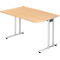 Bureau JENA, pieds en C, rectangulaire, l. 1200 x P 800 x H 720 mm, armature alu argenté, coloris érable