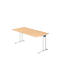 Bureau JENA, pieds en C, rectangulaire, l. 1600 x P 800 x H 720 mm, armature alu argenté, coloris érable