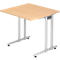 Bureau JENA, pieds en C, rectangulaire, l. 800 x P 800 x H 720 mm, armature alu argenté, coloris érable