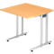 Bureau JENA, pieds en C, rectangulaire, l. 800 x P 800 x H 720 mm, armature alu argenté, coloris hêtre