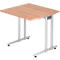Bureau JENA, pieds en C, rectangulaire, l. 800 x P 800 x H 720 mm, armature alu argenté, coloris noyer