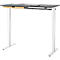 Bureau met bamboe accessoirelade & kabelgoot van gerecycled vilt, elektrisch in hoogte verstelbaar, B 1300 x D 650 x H 605-1265 mm, grafiet/wit
