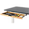 Bureau met bamboe accessoirelade & kabelgoot van gerecycled vilt, elektrisch in hoogte verstelbaar, B 1300 x D 650 x H 605-1265 mm, grafiet/wit