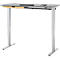 Bureau met bamboe accessoirelade & kabelgoot van gerecycled vilt, elektrisch in hoogte verstelbaar, B 1300 x D 650 x H 605-1265 mm, grafiet/zilver
