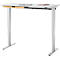 Bureau met bamboe accessoirelade & kabelgoot van gerecycled vilt, elektrisch in hoogte verstelbaar, B 1300 x D 650 x H 605-1265 mm, lichtgrijs/zilver