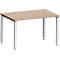 Bureau MODENA FLEX, carré, 4 pieds en tube carré, L 1200 x P 800 x H 720-820 mm, chêne/aluminium blanc