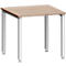 Bureau MODENA FLEX, carré, 4 pieds en tube carré, L 800 x P 800 x H 720-820 mm, chêne/aluminium blanc