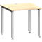 Bureau MODENA FLEX, carré, 4 pieds en tube carré, L 800 x P 800 x H 720-820 mm, érable/aluminium blanc