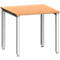 Bureau MODENA FLEX, carré, 4 pieds en tube carré, L 800 x P 800 x H 720-820 mm, hêtre/aluminium blanc