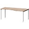 Bureau MODENA FLEX, forme libre, approche à droite, 4 pieds en tube carré, L 1800 x P 1000/800 x H 720-820 mm, chêne/aluminium blanc