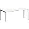 Bureau MODENA FLEX, forme libre, approche à gauche, 4 pieds en tube carré, L 1800 x P 1000/800 x H 720-820 mm, gris clair/aluminium blanc