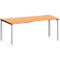 Bureau MODENA FLEX, forme libre, approche à gauche, 4 pieds en tube carré, L 1800 x P 1000/800 x H 720-820 mm, hêtre/aluminium blanc