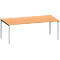 Bureau MODENA FLEX, rechthoekig, 4-poots vierkante buis, B 2000 x D 1000 x H 720-820 mm, beuken/blank aluminium