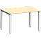 Bureau MODENA FLEX, rectangulaire, 4 pieds en tube carré, L 1200 x P 800 x H 720-820 mm, érable/aluminium blanc