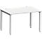 Bureau MODENA FLEX, rectangulaire, 4 pieds en tube carré, L 1200 x P 800 x H 720-820 mm, gris clair/aluminium blanc