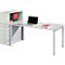 Bureau MODENA FLEX, rectangulaire, 4 pieds en tube carré, L 1200 x P 800 x H 720-820 mm, gris clair/aluminium blanc