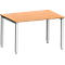 Bureau MODENA FLEX, rectangulaire, 4 pieds en tube carré, L 1200 x P 800 x H 720-820 mm, hêtre/aluminium blanc
